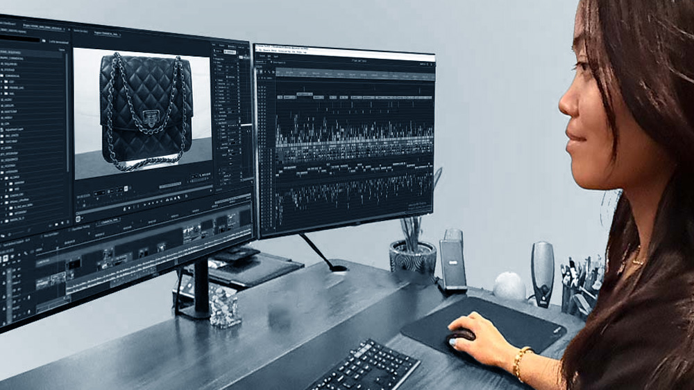 Liezl editing video in the Oshie studio